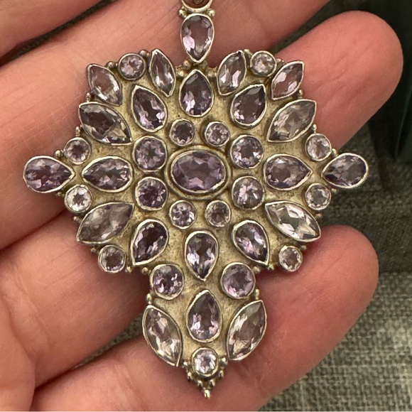 Amethyst Spinal Statement Pendant Sterling Silver - Picture 4 of 15